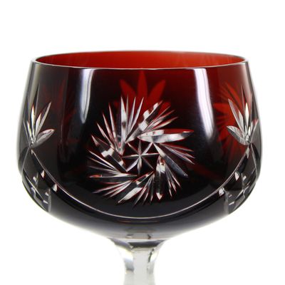 Stängelglas mit Kupferrubin Überfang und Schleuderstern, um 1925-30