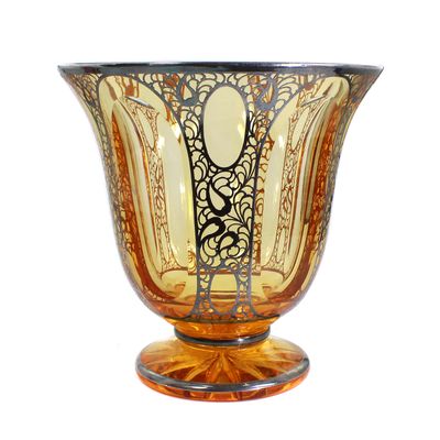 Grosse Vase mit Feinsilber Dekor, A. Pfohl / S. Haertel, Josephinenhütte um 1942