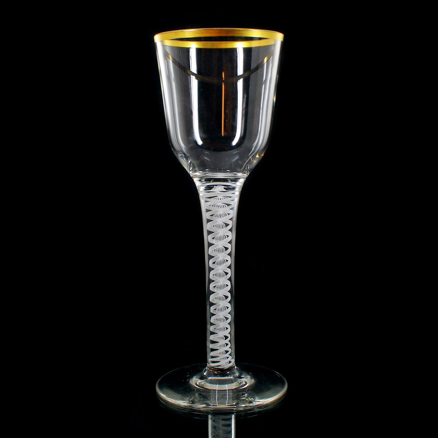Thread glass goblet with white lace filigree, Josephinenhütte around 1900