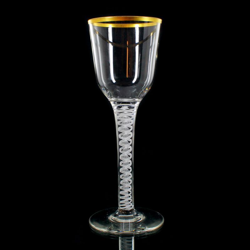 Thread glass goblet with white lace filigree, Josephinenhütte around 1900