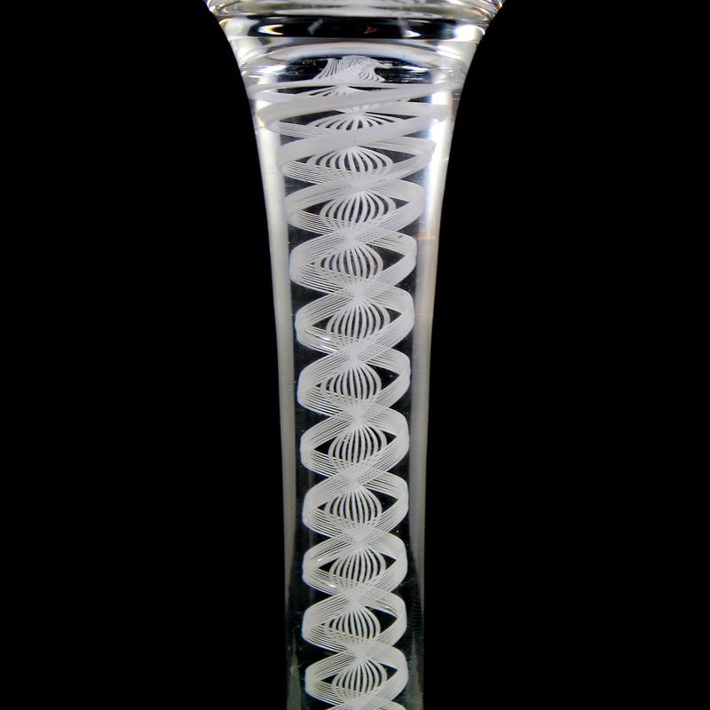 Thread glass goblet with white lace filigree, Josephinenhütte around 1900