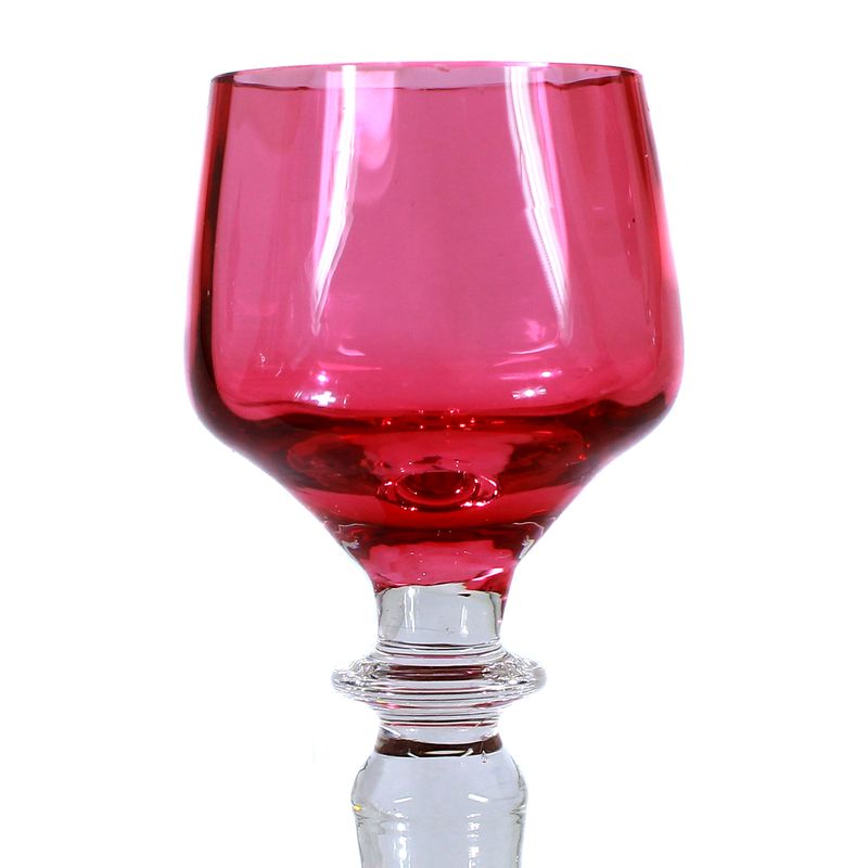3 stem glasses/ liqueur glasses with gold ruby ​​&amp; copper ruby ​​overlay, Bohemia around 1910