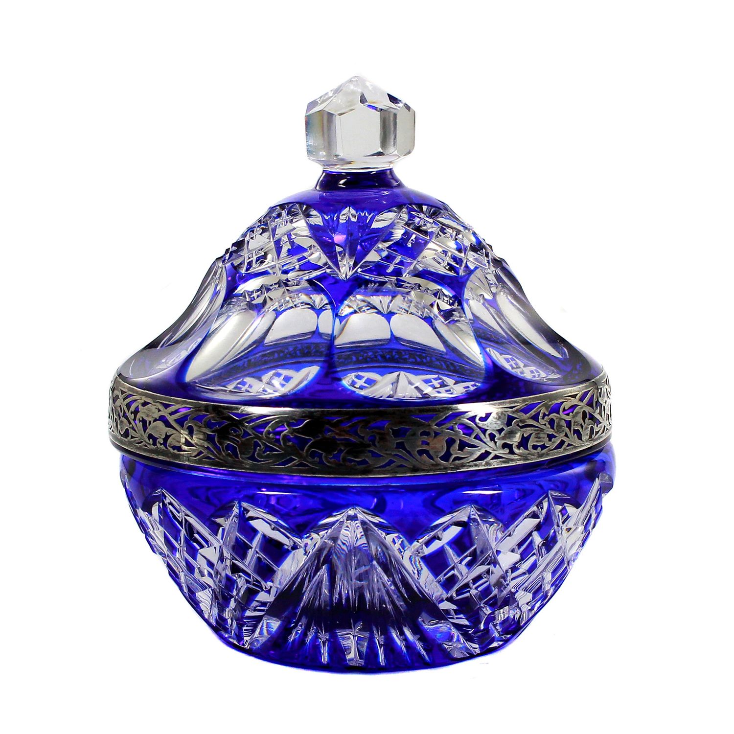 Lidded box with fine silver decoration, Josephinenhütte, designed by A. Pfohl around 1935