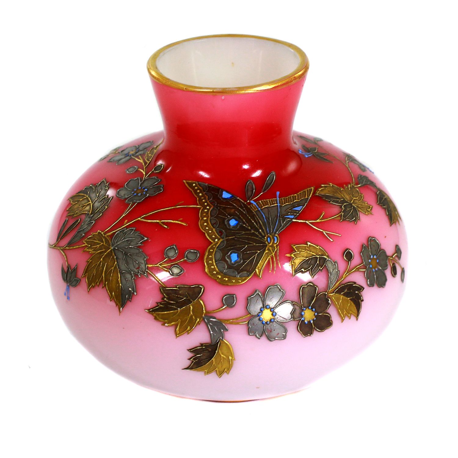 Peachblow vase with silver and gold painting, Harrach&#39;sche Neuwelt around 1885