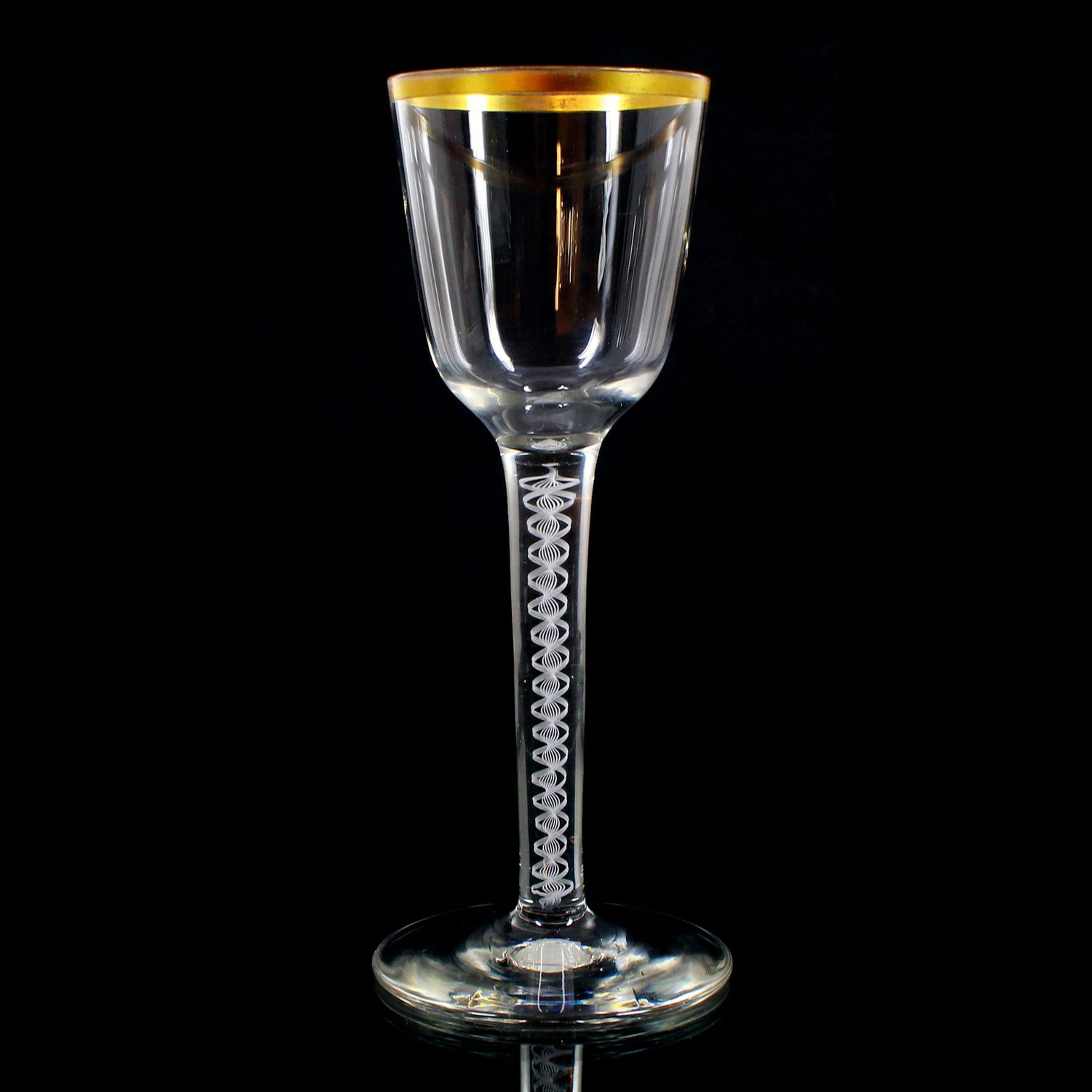 Thread glass goblet with white lace filigree, Josephinenhütte around 1900