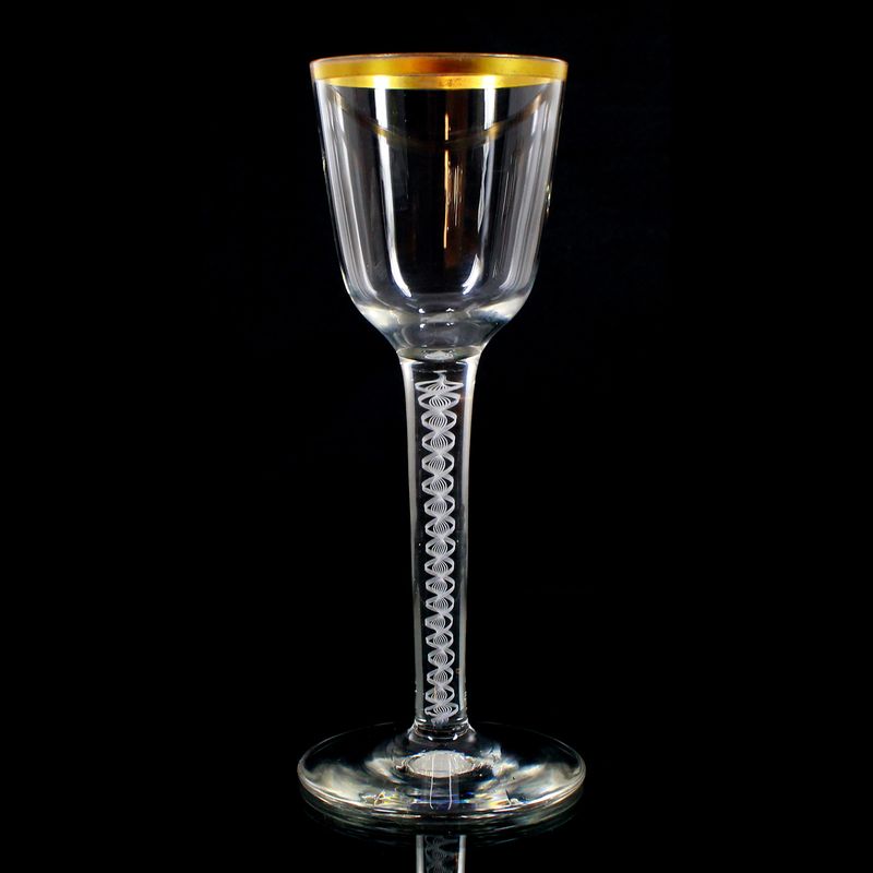Thread glass goblet with white lace filigree, Josephinenhütte around 1900