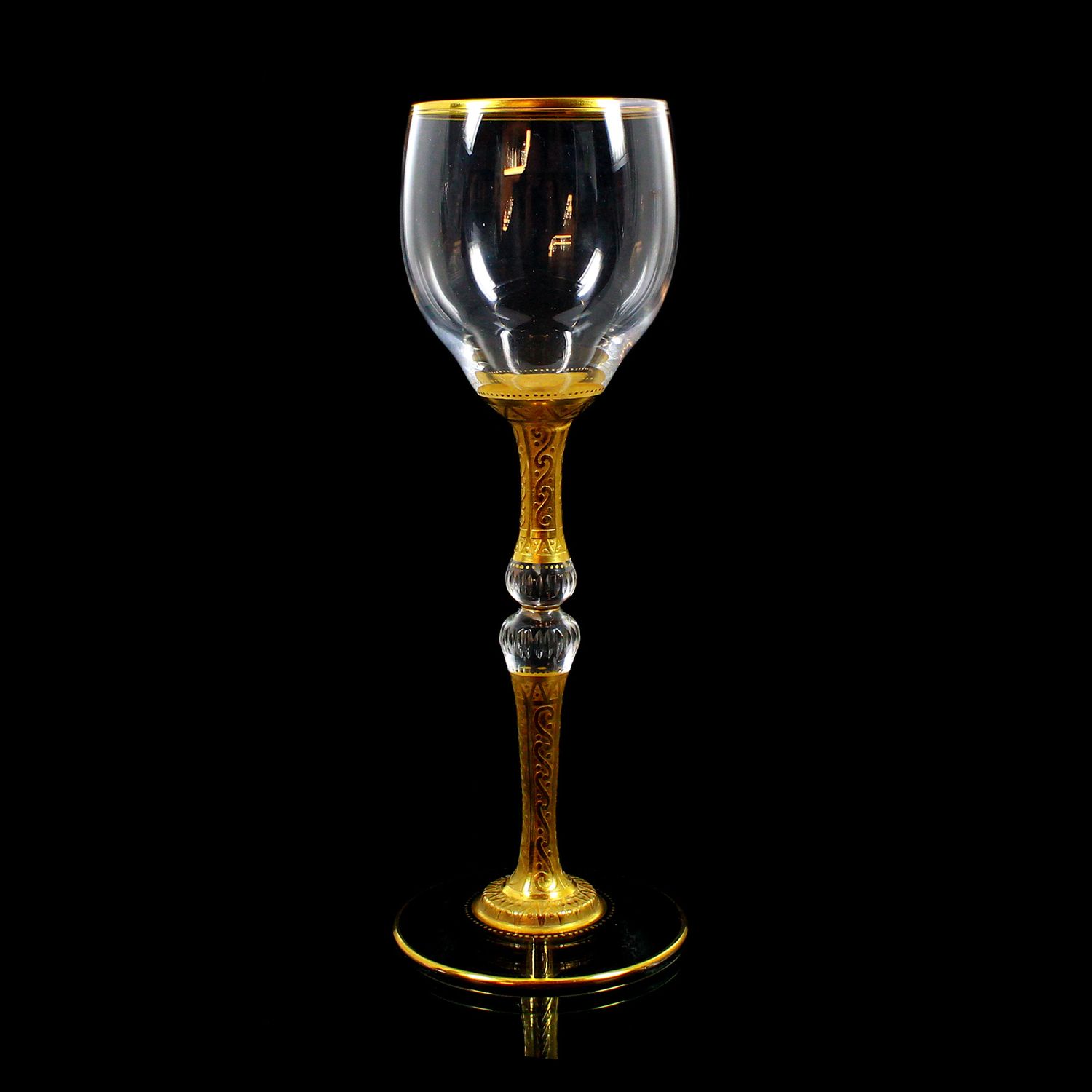 Rare stem glass with etched gold decoration, designed by Carl Georg von Reichenbach