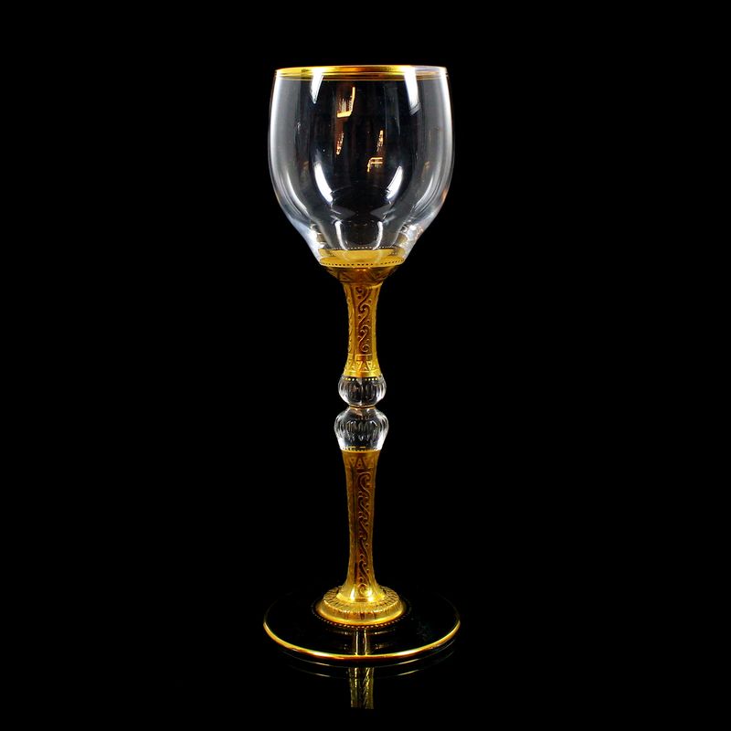 Rare stem glass with etched gold decoration, designed by Carl Georg von Reichenbach