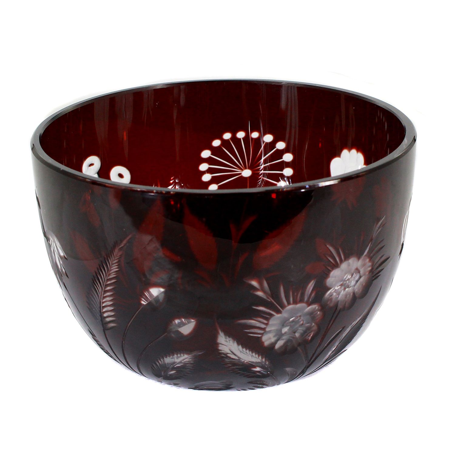 Bowl with copper ruby ​​overlay and surrounding deep-cut decoration, Carl Rotter