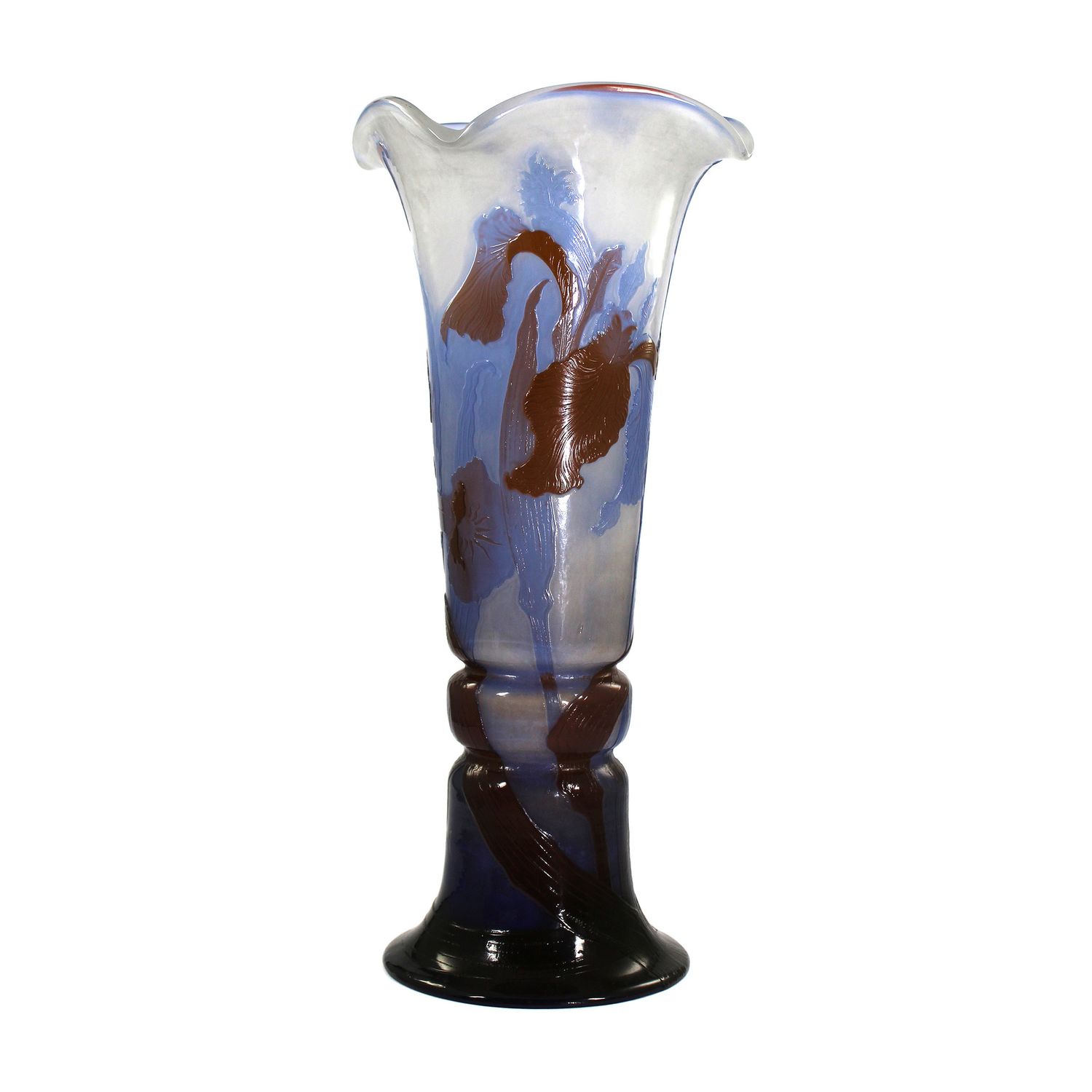 Tall vase decorated with an iris, Emile Galle, Nancy around 1900