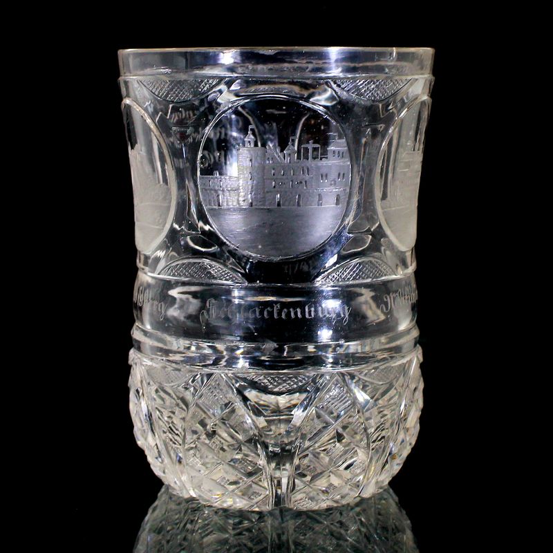 Early Teplitz Views Beaker with Round Medallions, Bohemia, around 1825-30