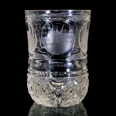 Früher Teplitzer Ansichten Becher mit Rundmedaillons, Böhmen, um 1825-30