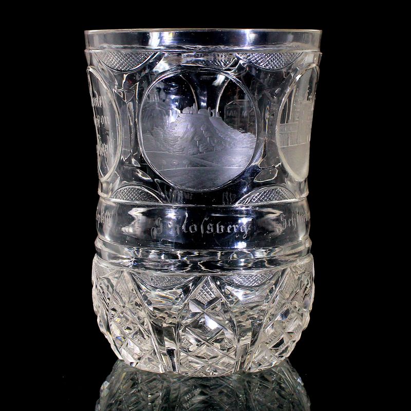 Early Teplitz Views Beaker with Round Medallions, Bohemia, around 1825-30