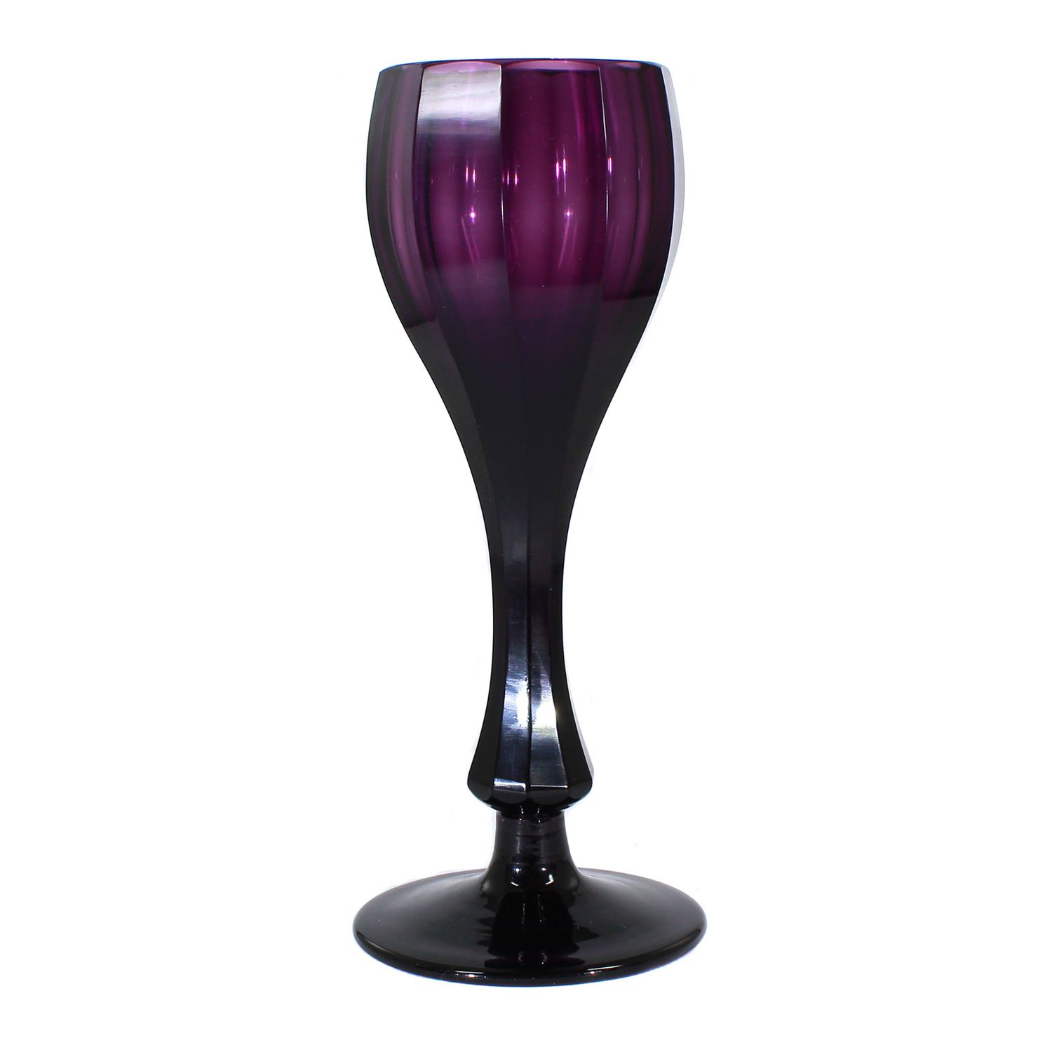 Art Deco stem glass made of dark purple glass, Leo Moser around 1922