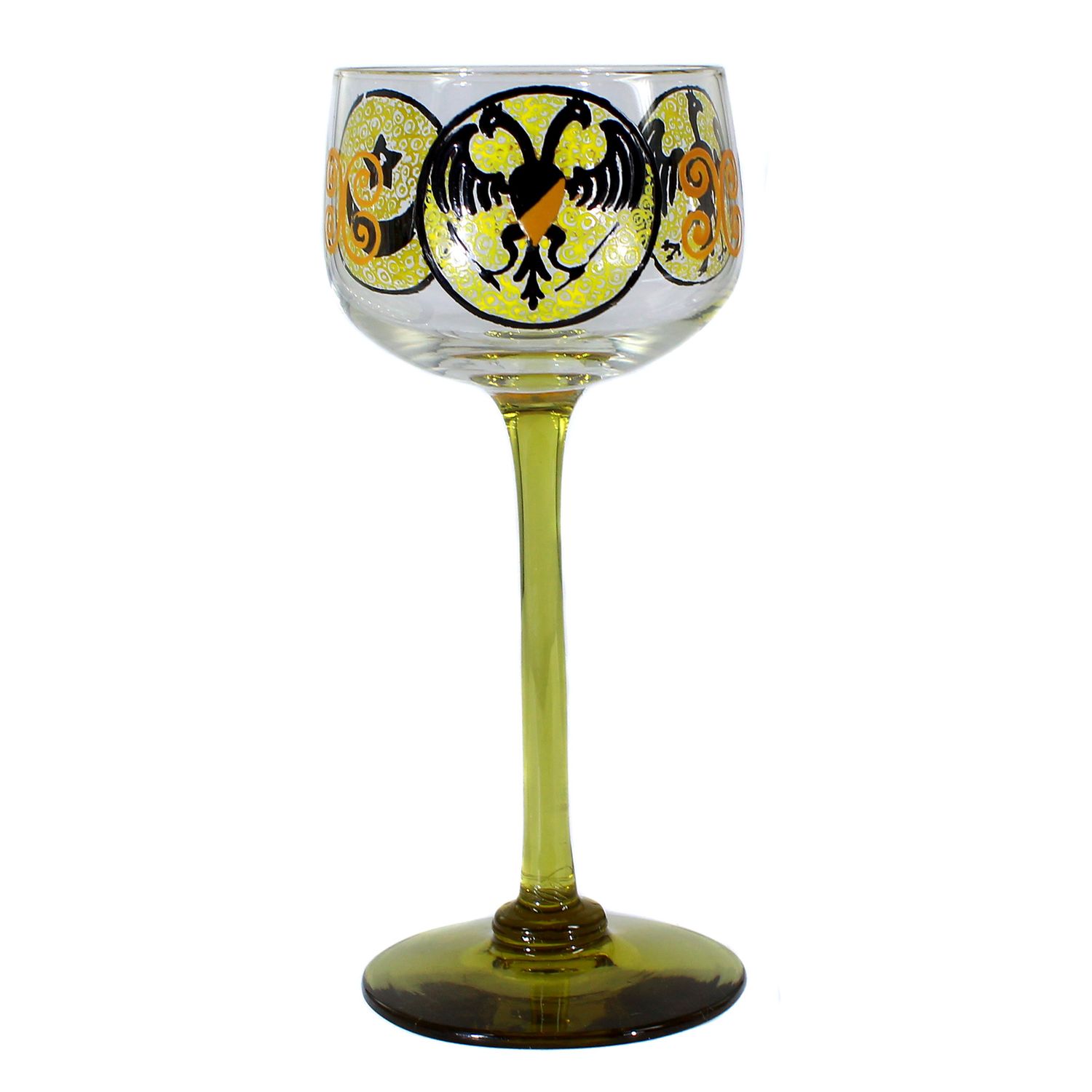 Trophy glass / stem glass with various coats of arms of the imperial era, around 1914-18