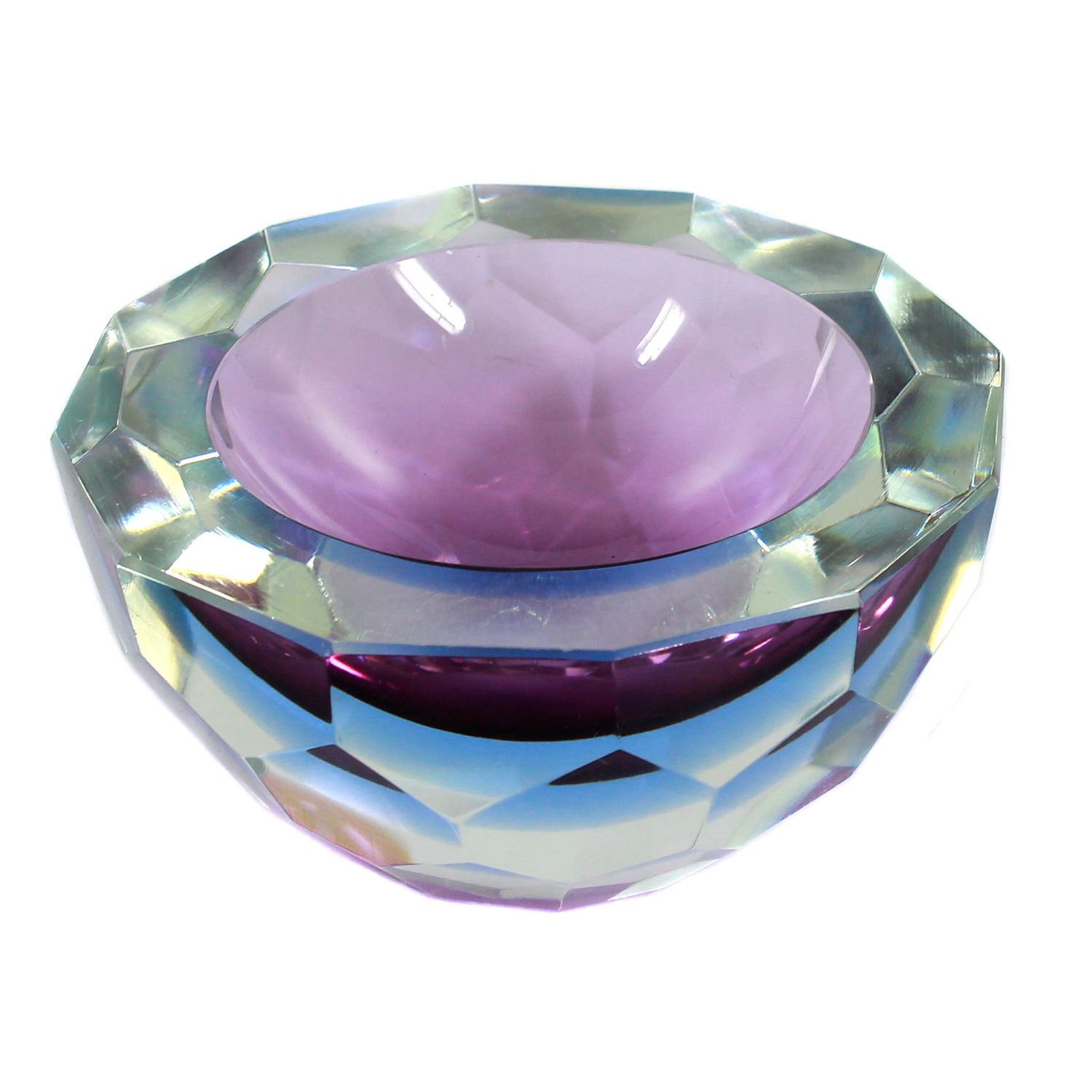 Multi-faceted Sommerso bowl with blue interior, Murano around 1955-70