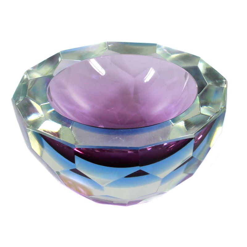 Multi-faceted Sommerso bowl with blue interior, Murano around 1955-70