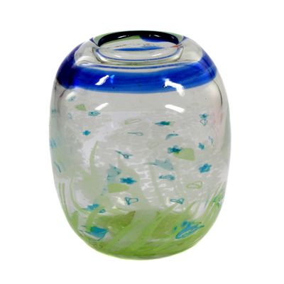 Kleine Vase mit  floraler Reduktionsmalerei, signiert Vera Walter