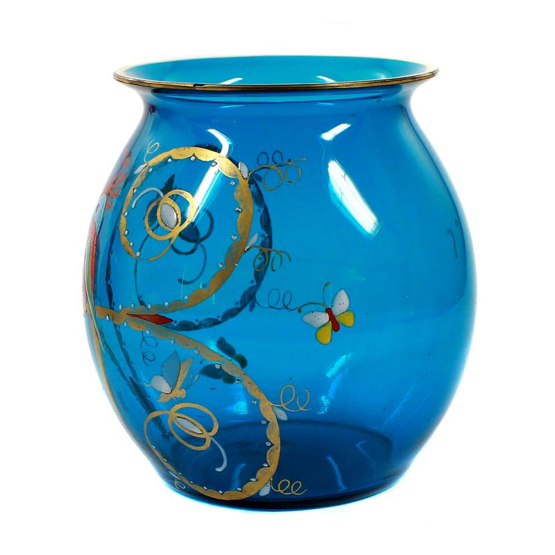 Rare vase with bird - insects, Josephinenhütte, designed by S. Haertel around 1921