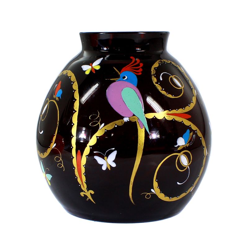 Rare vase with bird - insects, Josephinenhütte, designed by S. Haertel around 1921