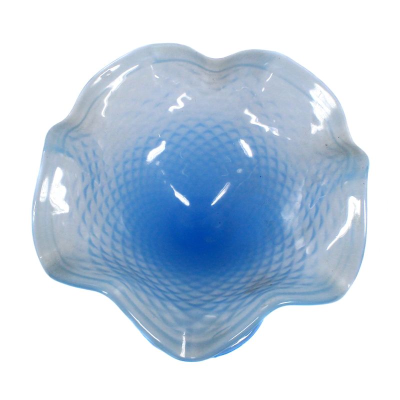 Footed bowl made of light blue pressed glass, IVIMA glass factory in Marinha Grande around 1900