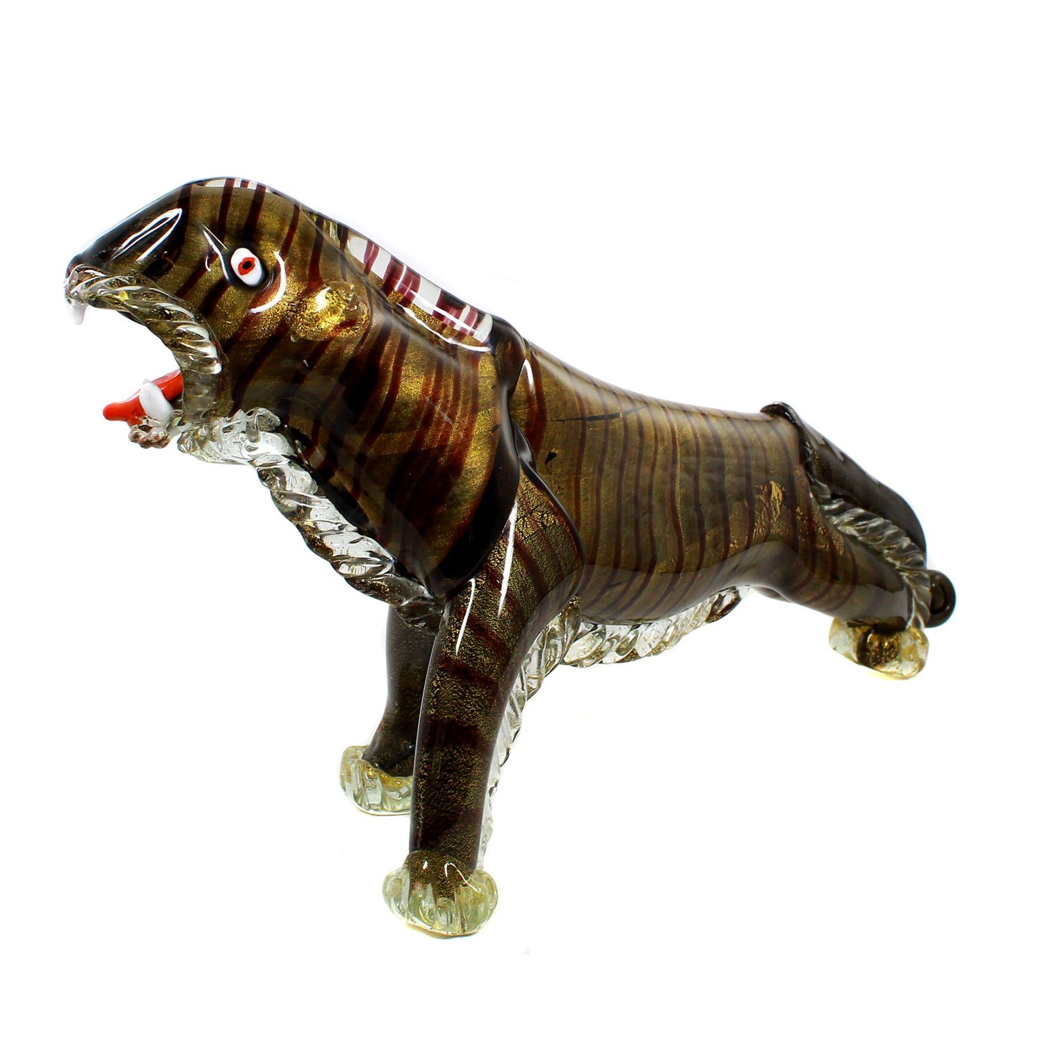 Large tiger sculpture with applied rigaree, Barovier, A.V.E.M. or Barbini around 1940