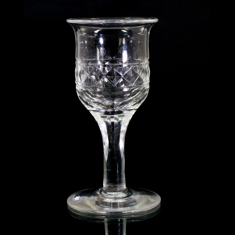1 of 8. French goblet in lead crystal with diamond carrés, circa 1810-30.