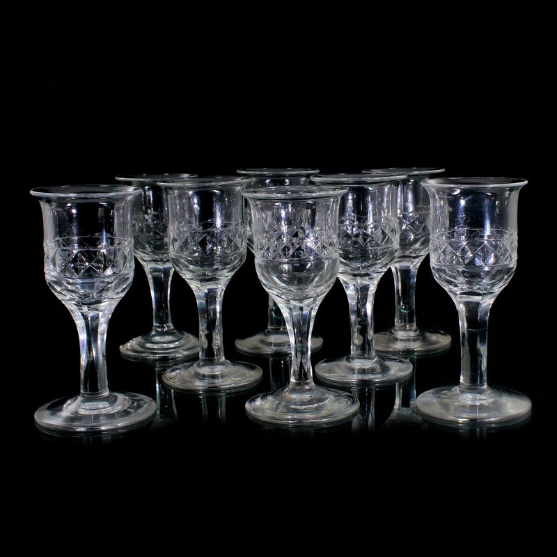 1 of 8. French goblet in lead crystal with diamond carrés, circa 1810-30.