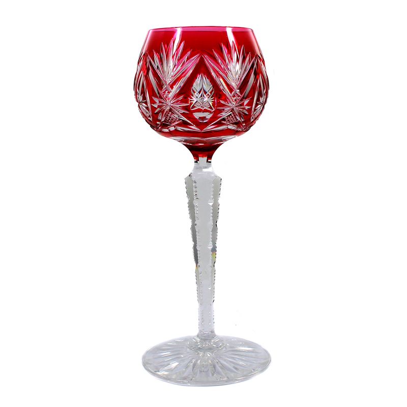 Stem glass with magenta overlay, Val St. Lambert, Model B, Taille 3247, 1905