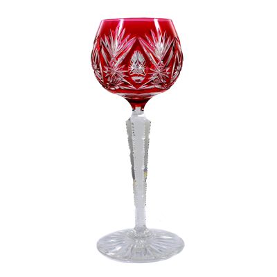 Stängelglas mit magenta Überfang, Val St. Lambert, Modell B, Taille 3247, 1905