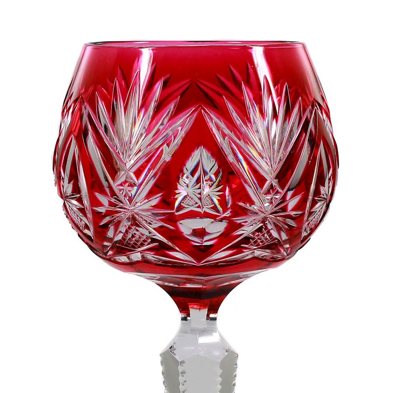Stem glass with magenta overlay, Val St. Lambert, Model B, Taille 3247, 1905