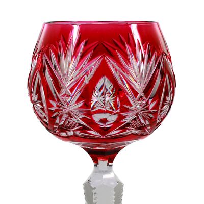 Stängelglas mit magenta Überfang, Val St. Lambert, Modell B, Taille 3247, 1905