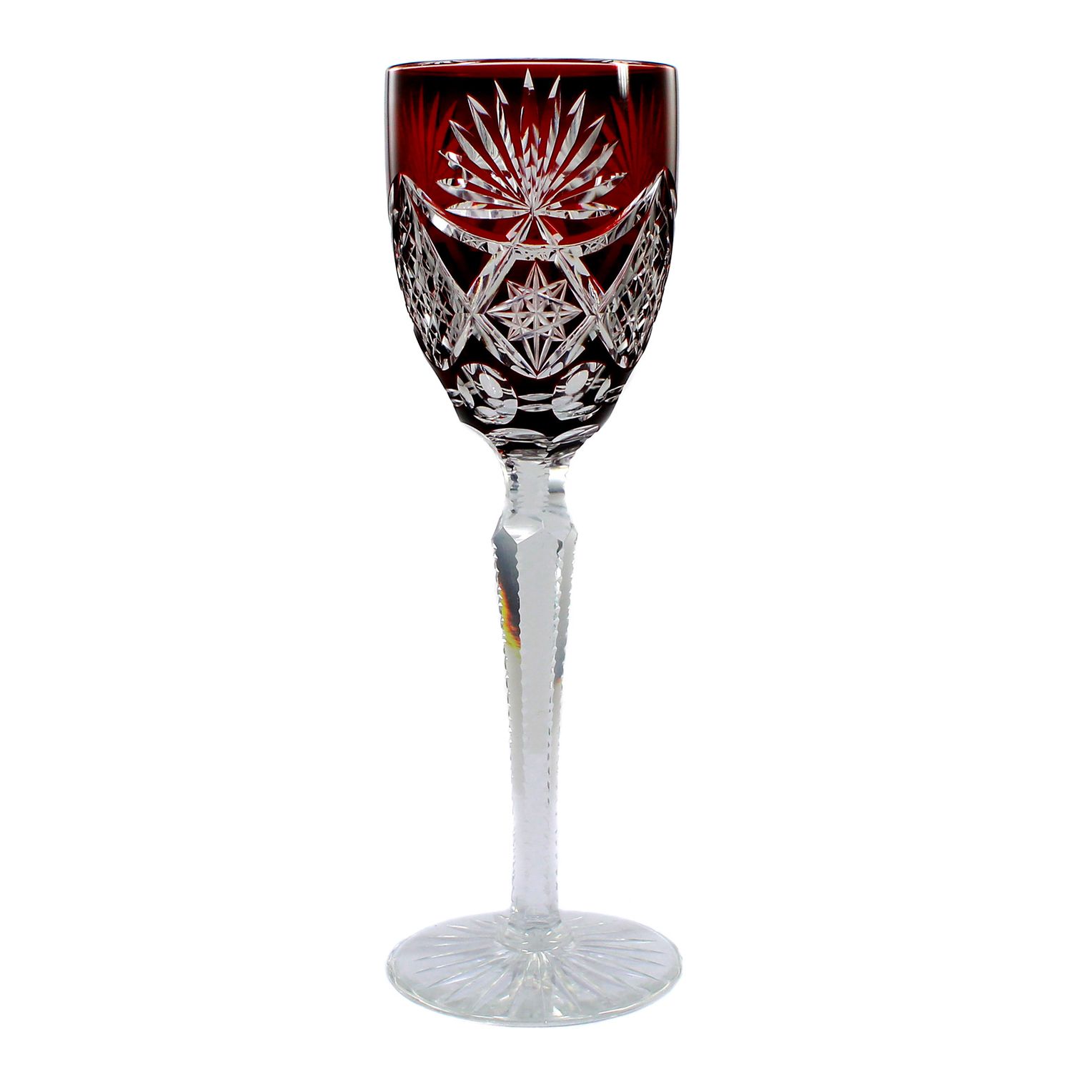 Stem glass with ruby-colored overlay, Josephinenhütte, form 9840 around 1920