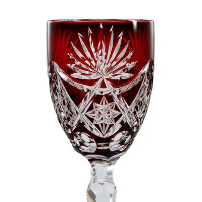 Stängelglas mit rubinfarbenen Überfang,  Josephinenhütte, Form 9840 um 1920