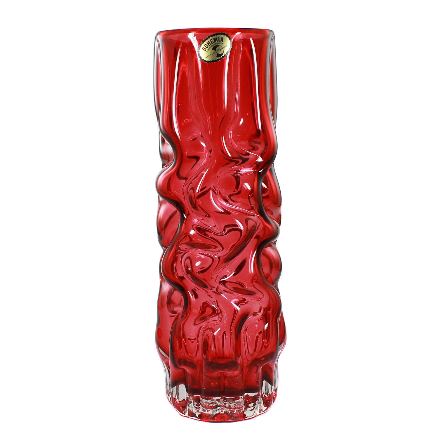 Large vase with ruby-red underlay. Design by Pavel Hlava, Brain series.