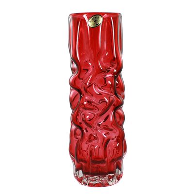 Große Vase mit rubinroten Unterfang. Entwurf Pavel Hlava, Serie Brain.