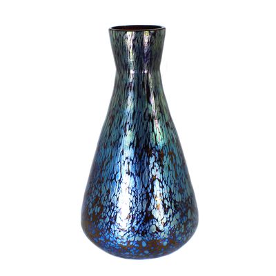 Große Vase mit cobalt Papillon Dekor, Form 6640, Loetz um 1900