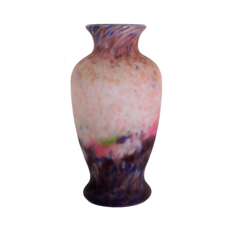 Vase with multicolored powder melts, signed Muller Freres Luneville