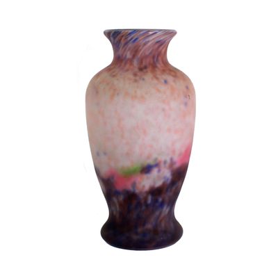 Vase mit mehrfarbigen Pulvereinschmelzungen, signiert Muller Freres Luneville