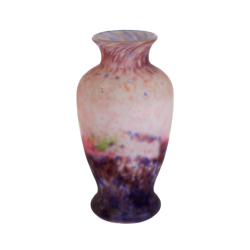 Vase with multicolored powder melts, signed Muller Freres Luneville