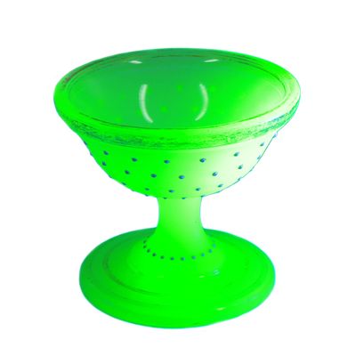 Kleine Fussschale aus grün gefärbten Alabasterglas mit Pünktchen-Dekor um 1860-70