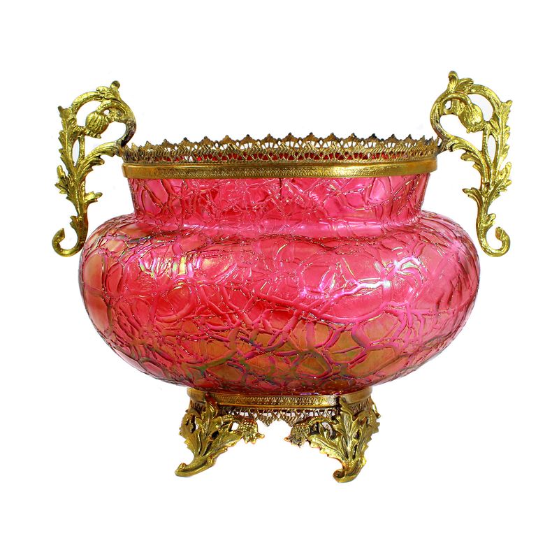 Bowl with gilded brass fittings, Wilhelm Kralik Sohn, Crackle series, around 1900