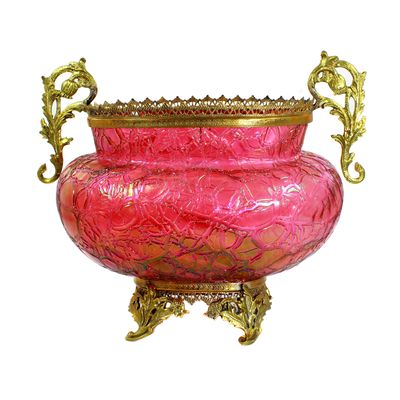 Schale mit vergoldeter Messingmontur, Wilhelm Kralik Sohn, Serie Crackle, um 1900