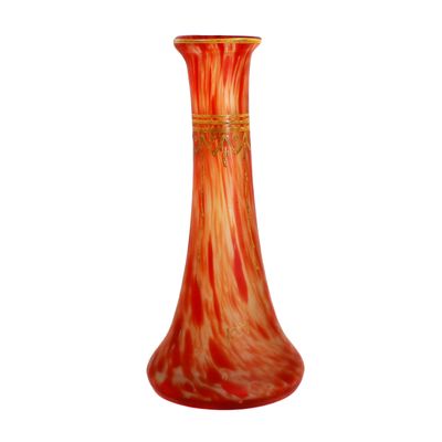 Vase aus farblosem Glas mit Pulvereinschmelzungen, signiert Legras, um 1920