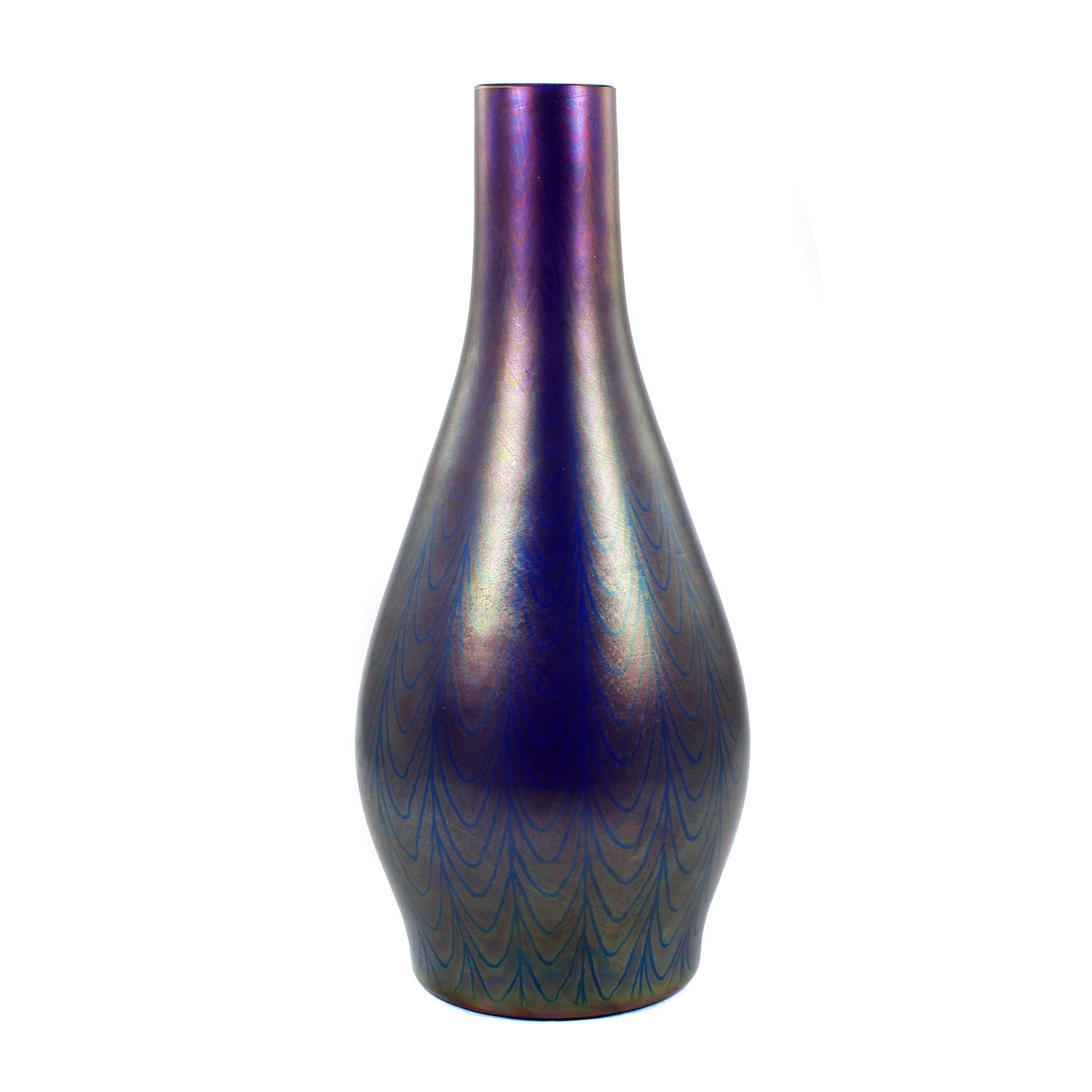 Art Nouveau vase, cobalt blue glass with luster painting, Schliersee glassworks around 1900