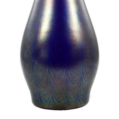 Art Nouveau vase, cobalt blue glass with luster painting, Schliersee glassworks around 1900