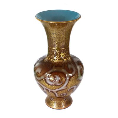Vase mit mit opakblauem Innenfang,  Loetz, Serie Octopus, um 1888