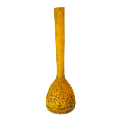 Berluze / Langhalsvase mit Pulvereinschmelzungen, signiert A. Delatte, um 1925