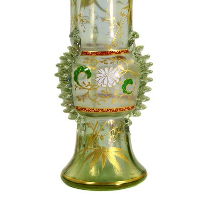 Seltene Vase aus Zypern Glas mit Gold-&amp; Emailmalerei, Josephinenhütte um 1900