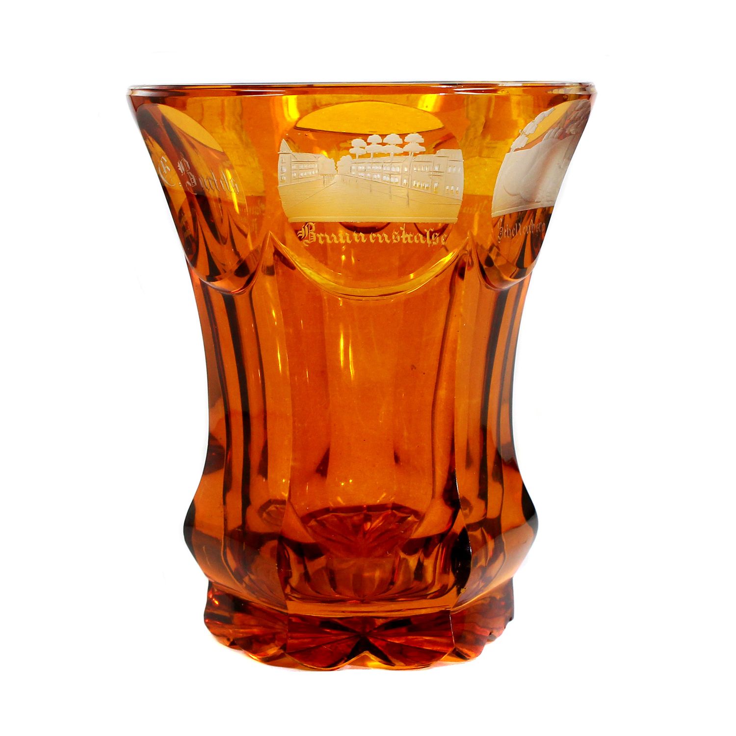 Beaker with silver-yellow stain and cut views of Bad Pyrmont, around 1845-50